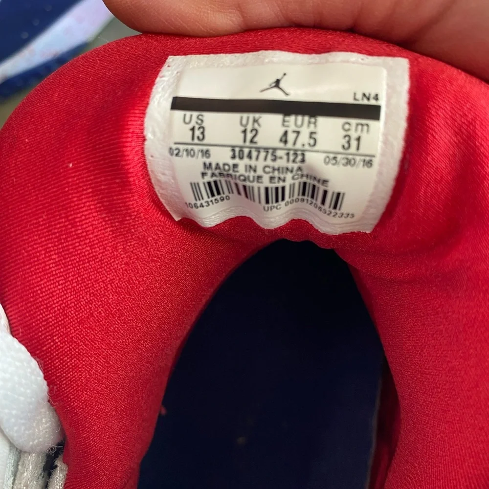 Nike Air Jordan 7 Retro “Tinker Alternate” USA Red Blue 304775-123 Mens Size 13 - Picture 6 of 6